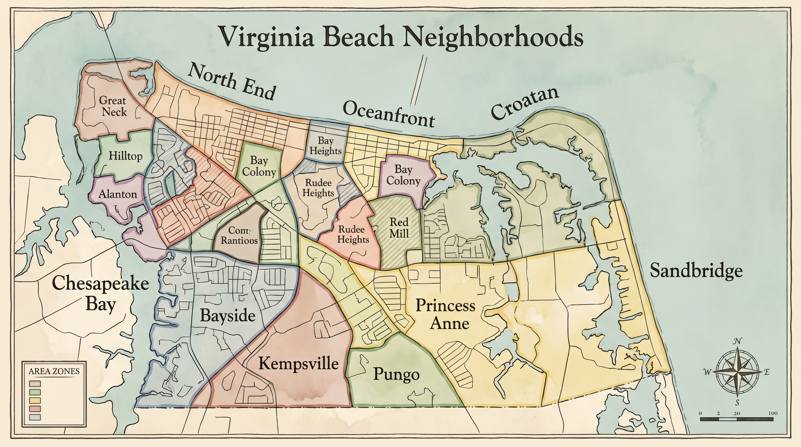 Virginia Beach neighborhoods map comparison
