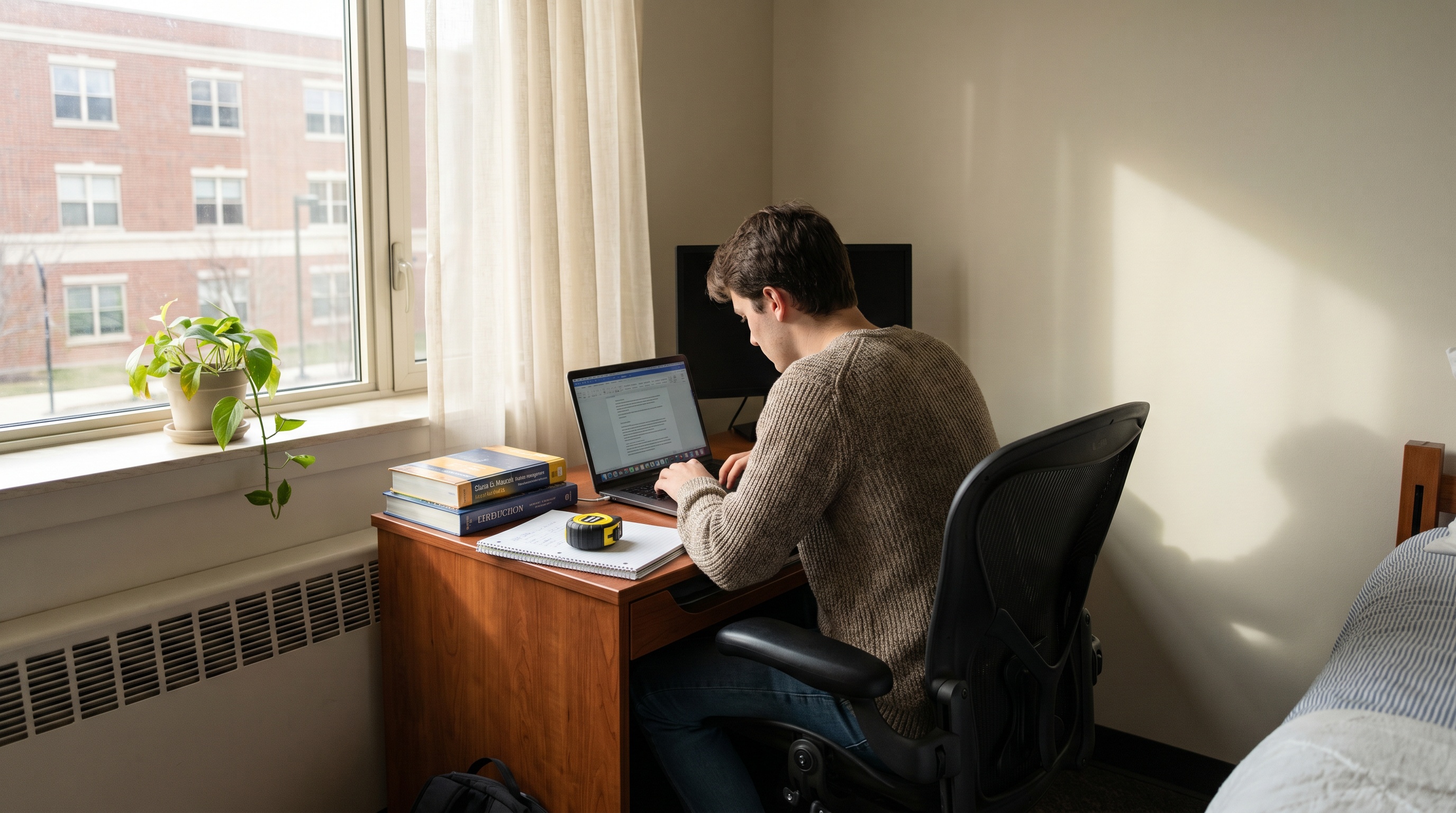 ergonomic desk chair setup college dorm