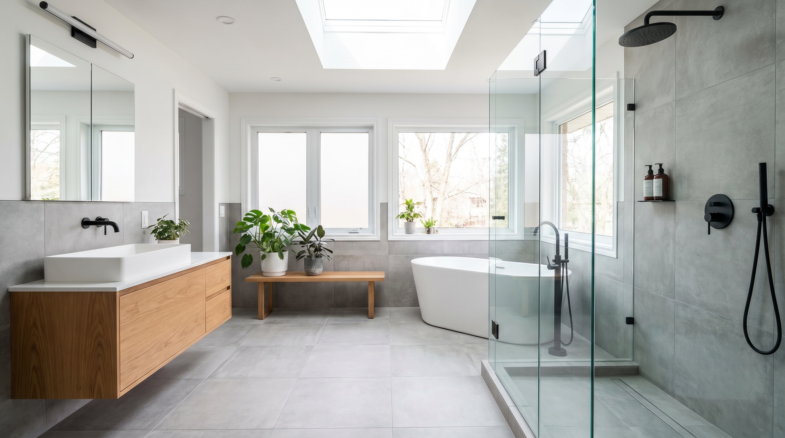 modern bathroom renovation with natural light and updated fixtures