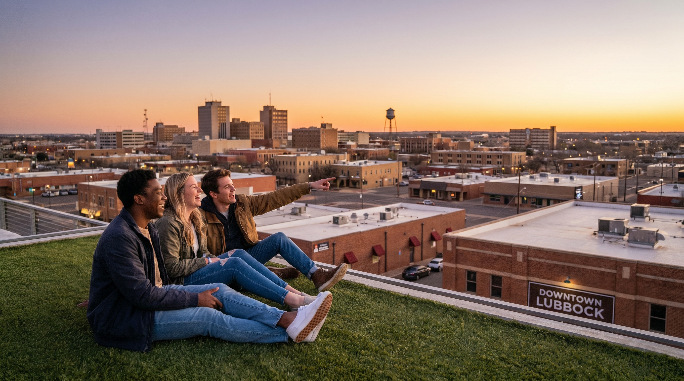 lubbock texas downtown skyline sunset view