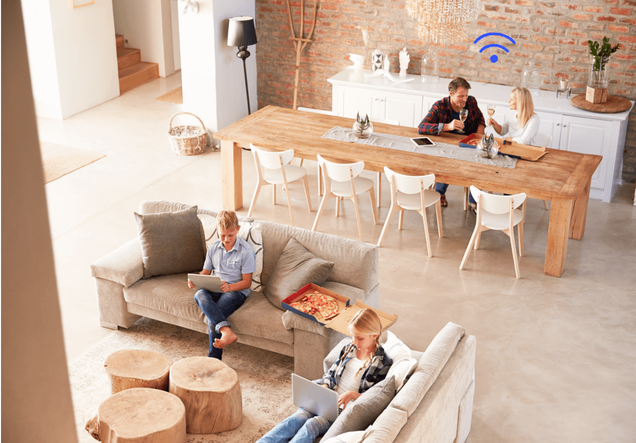 A house illustration with a Wifi symbol above