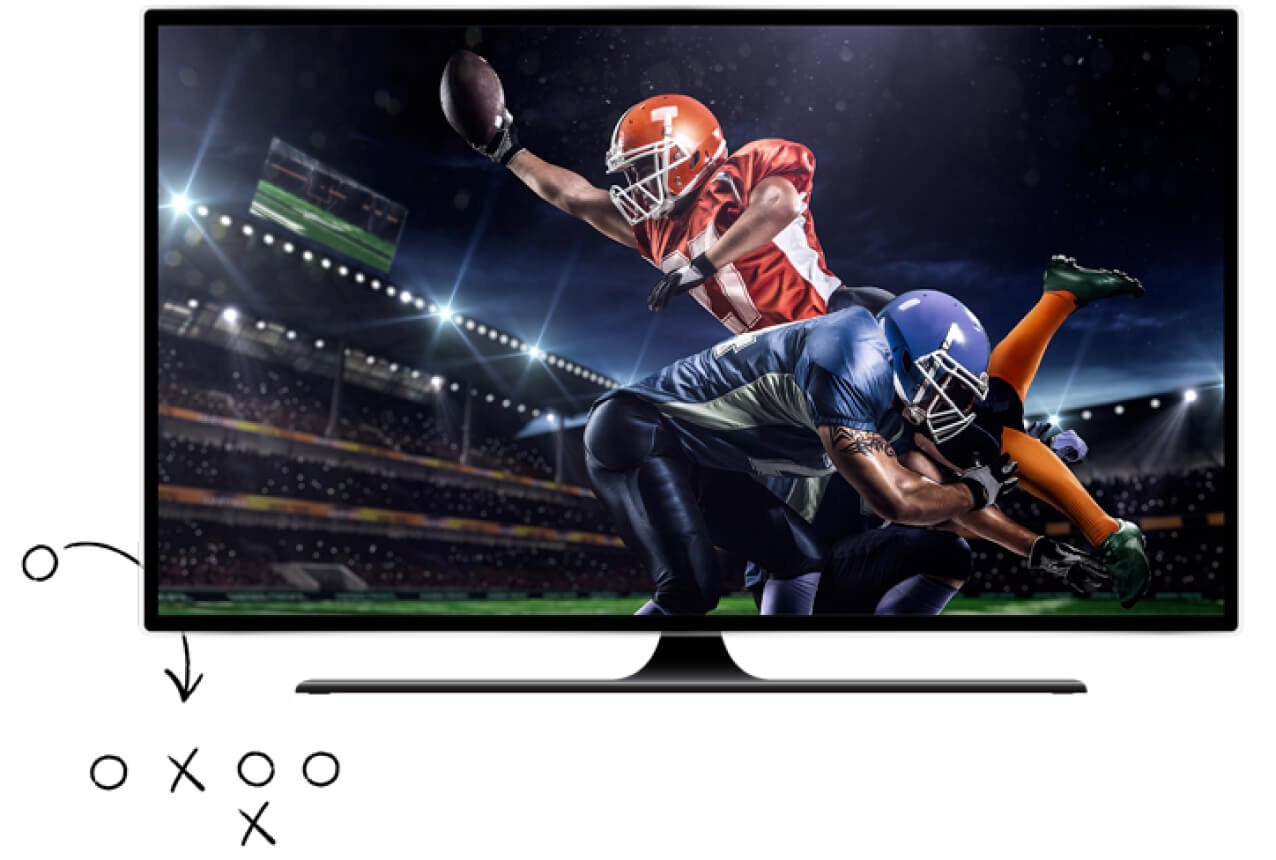 A Smart TV showing a football game
