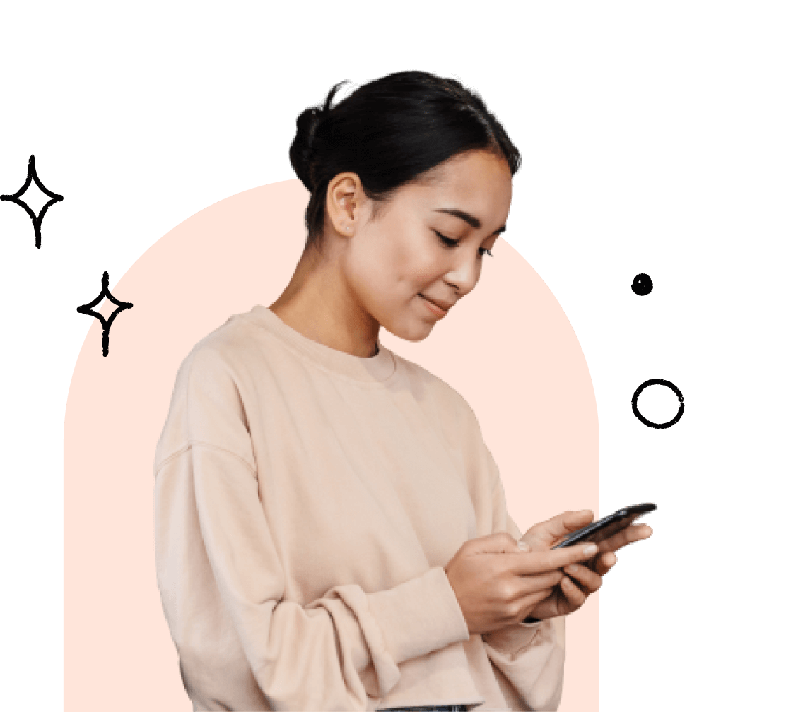 A young woman messaging on a mobile device