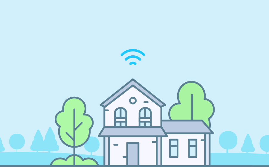 A house illustration with a Wifi symbol above