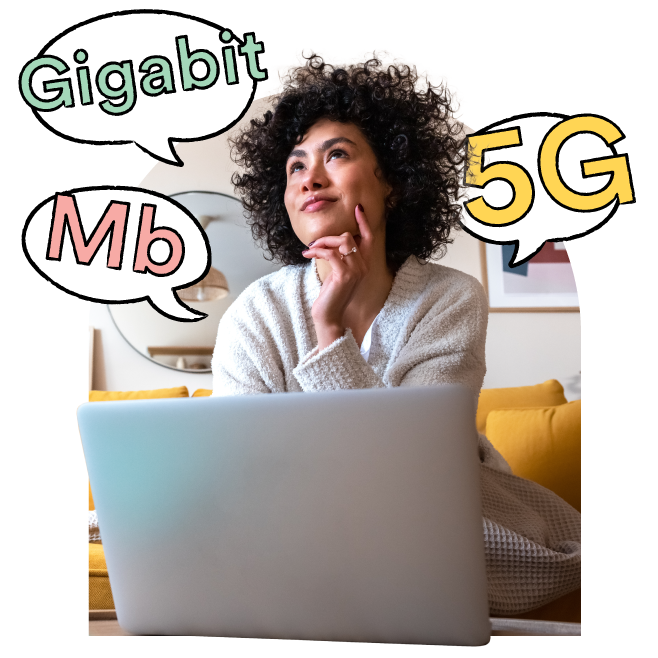 Woman thinking of internet lingo