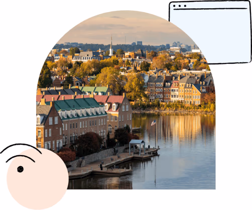 The town of Alexandria, right by the water