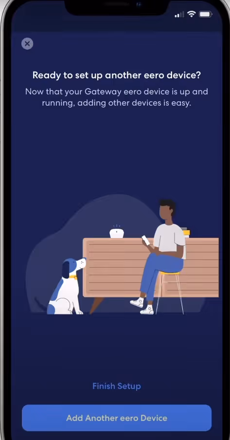 Add Another eero Device screen from the eero App.