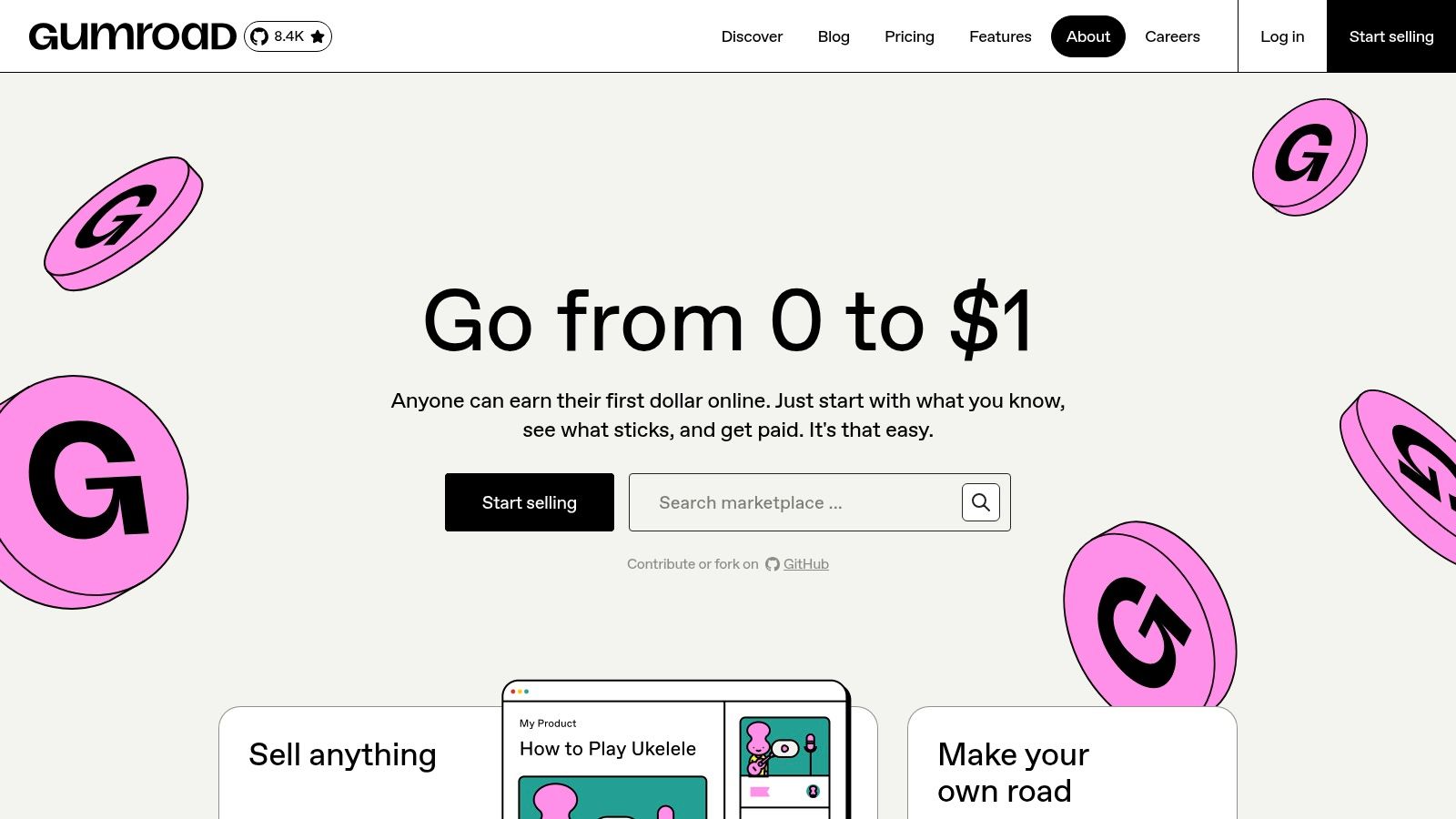 Gumroad (PM portfolio templates marketplace)