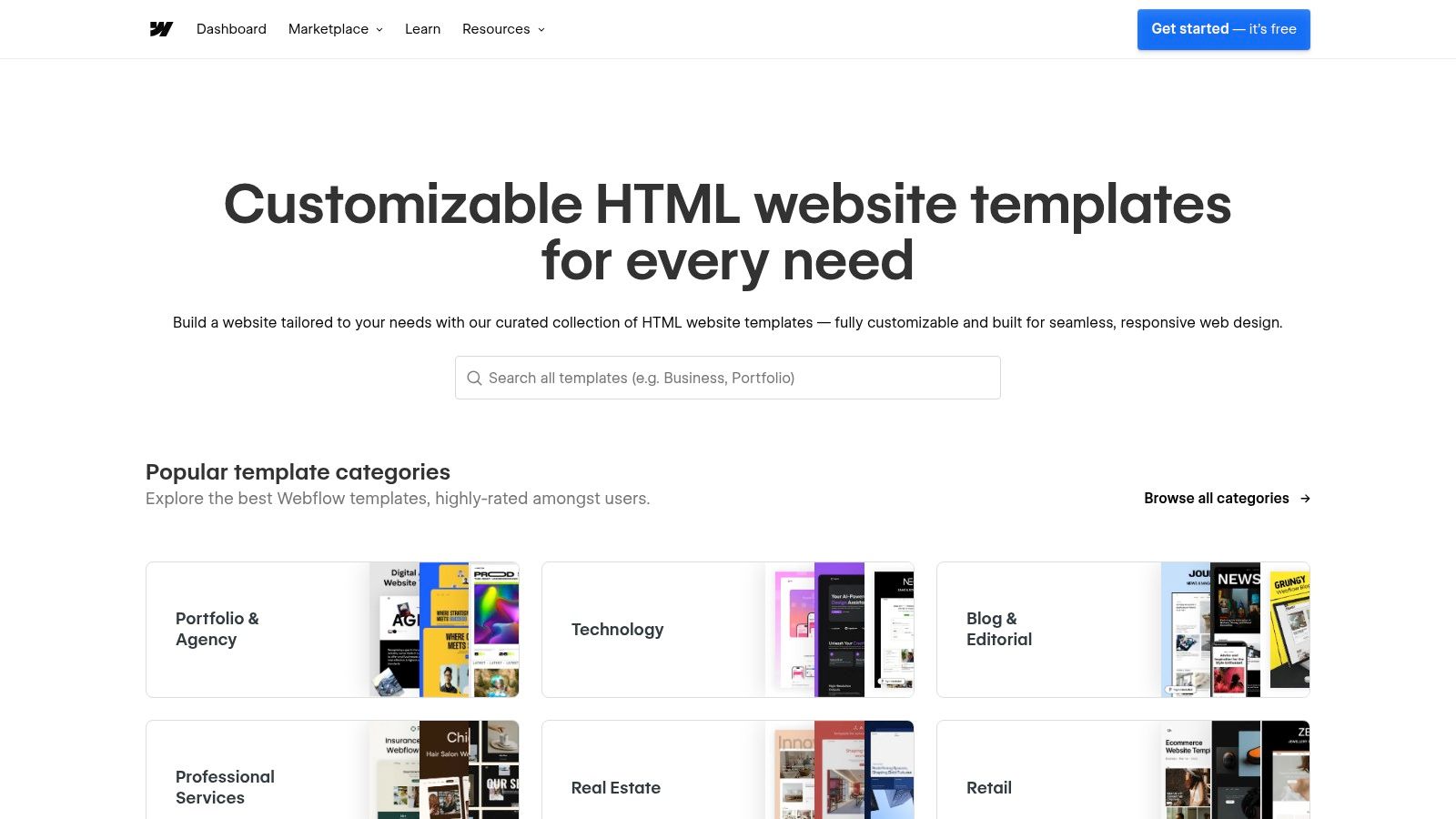Webflow Templates Marketplace