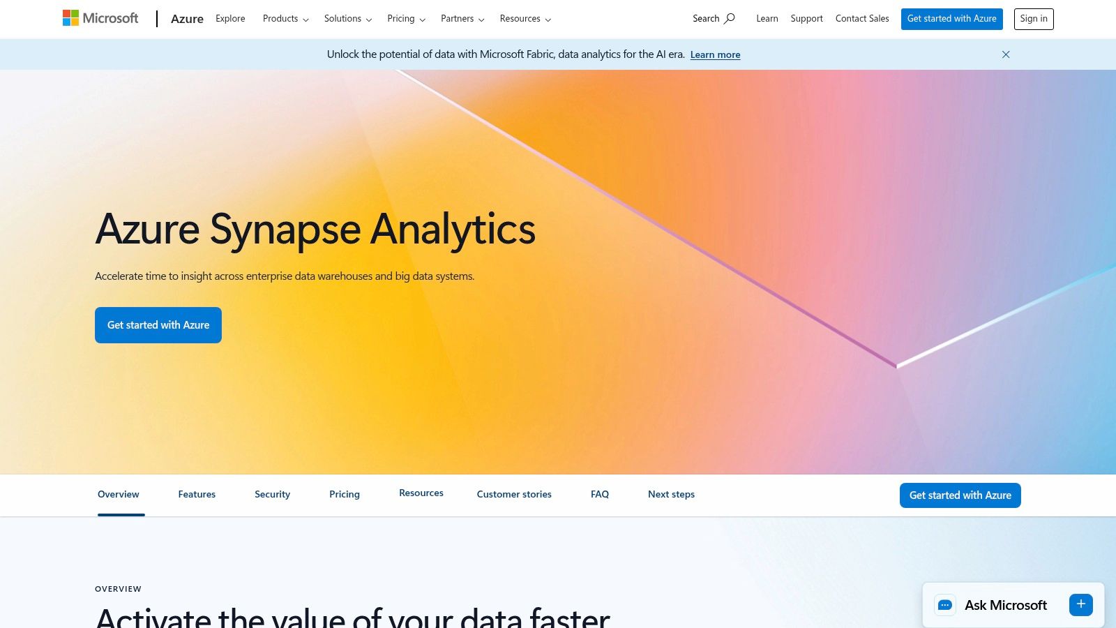 Microsoft Azure Synapse Analytics (Unified Analytics)