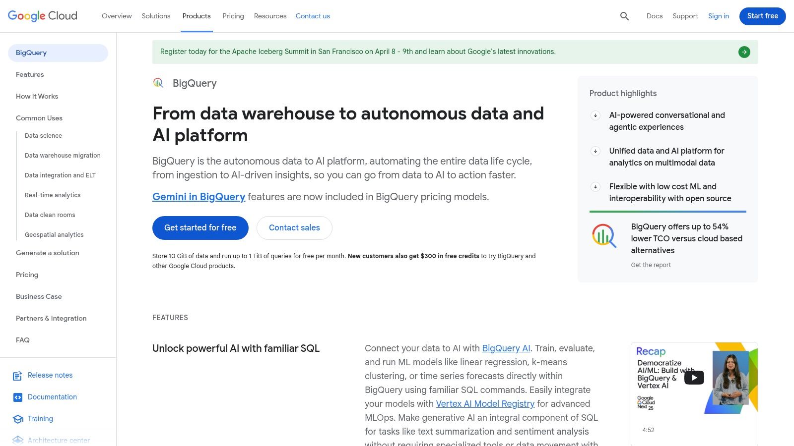Google BigQuery (Serverless Data Warehouse)