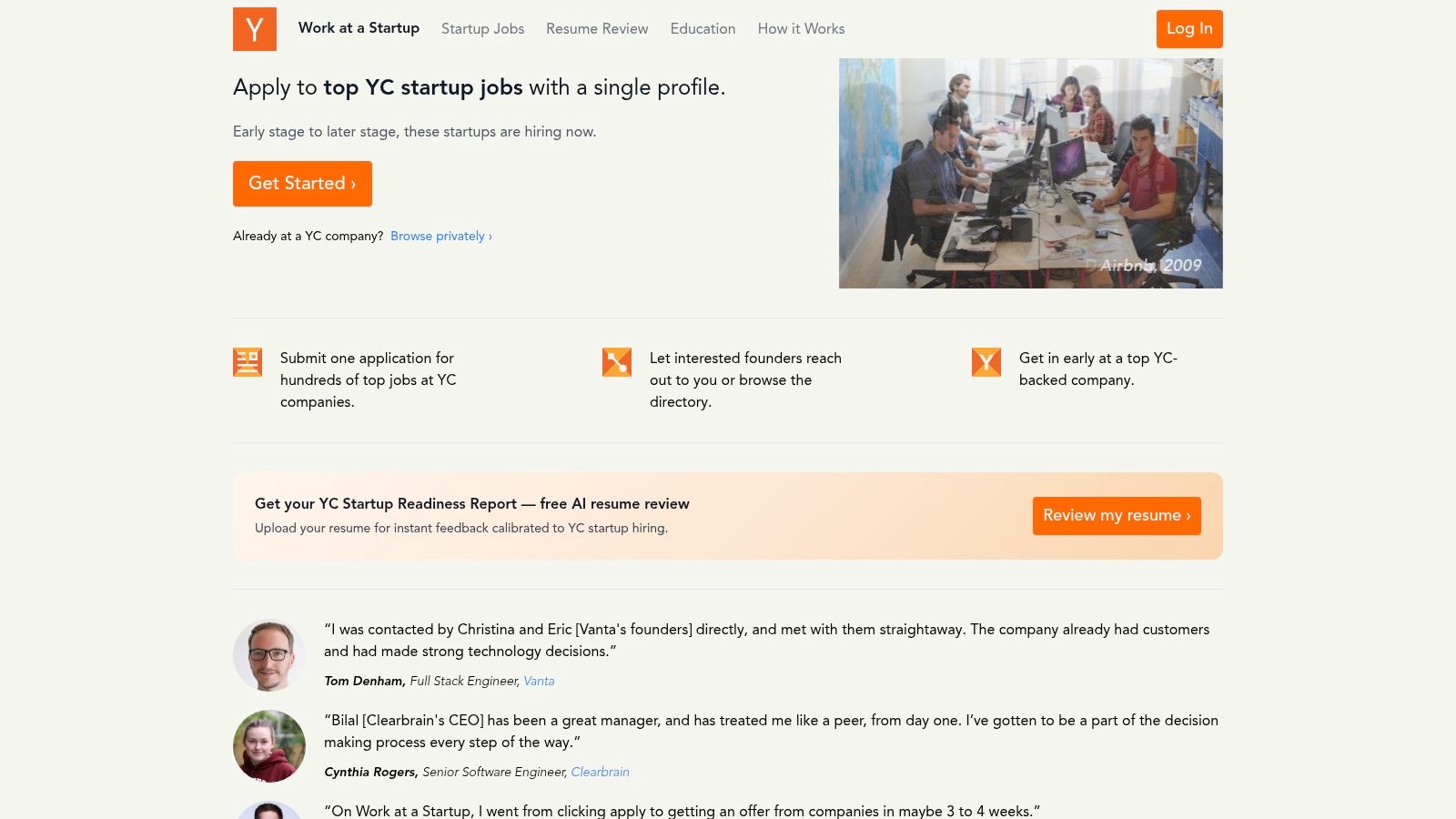 Y Combinator – Work at a Startup