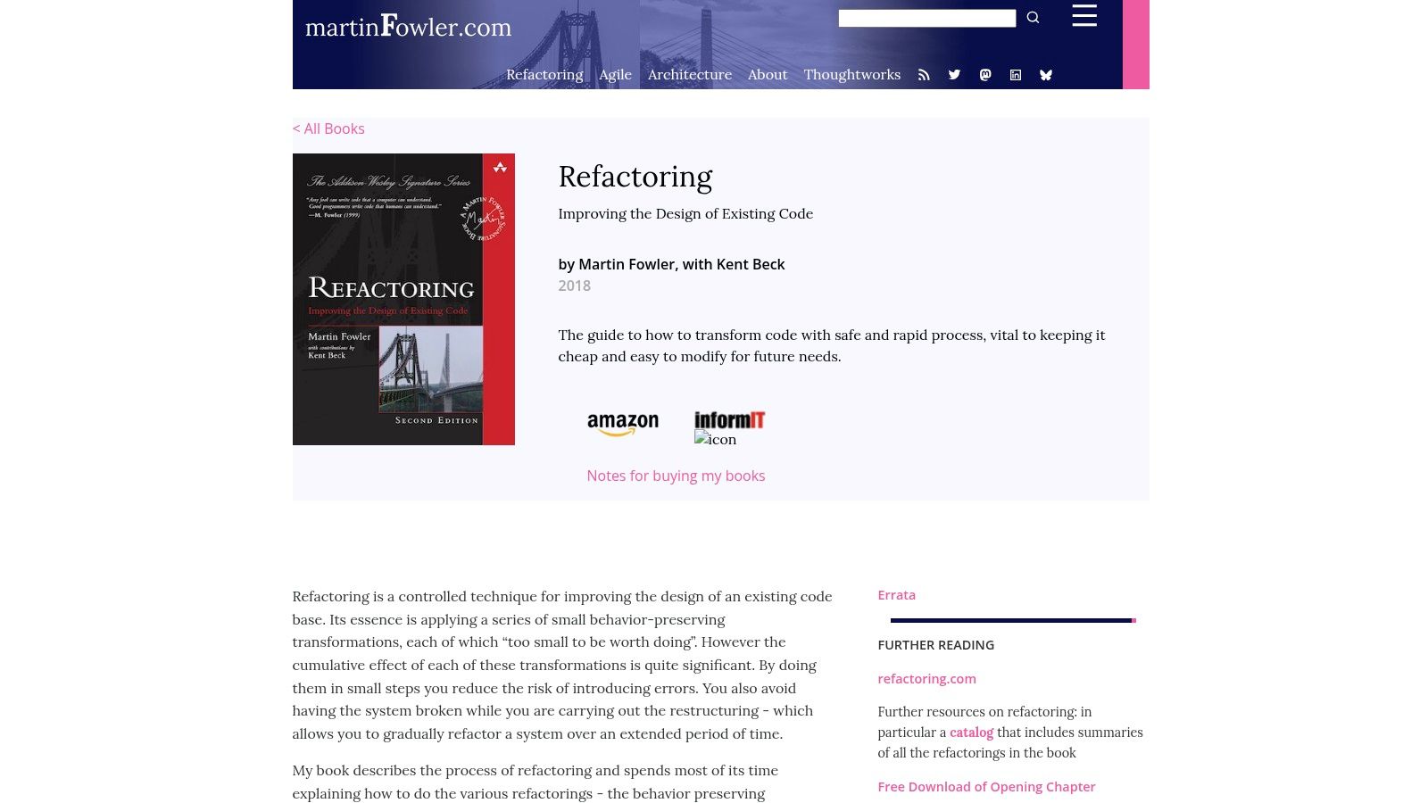 Refactoring, Improving the Design of Existing Code, 2nd Edition, by Martin Fowler