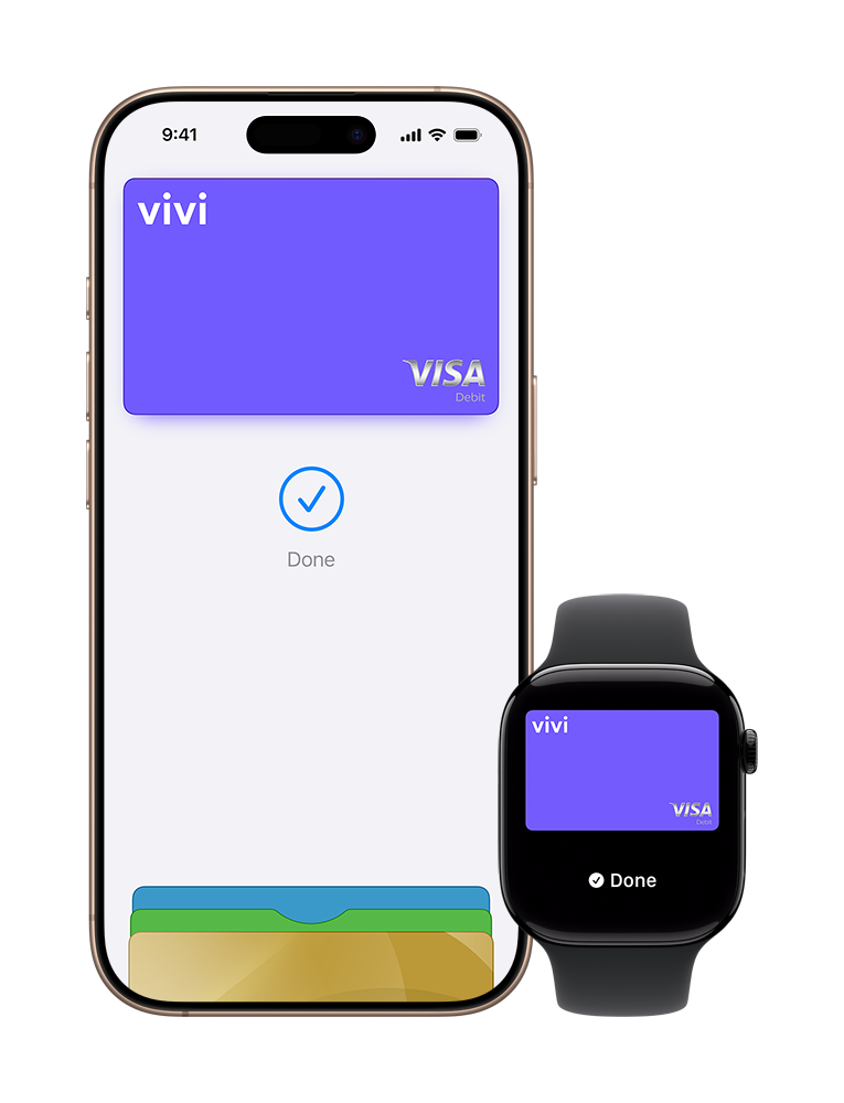 Vivi card in Apple Pay on iPhone and Apple Watch