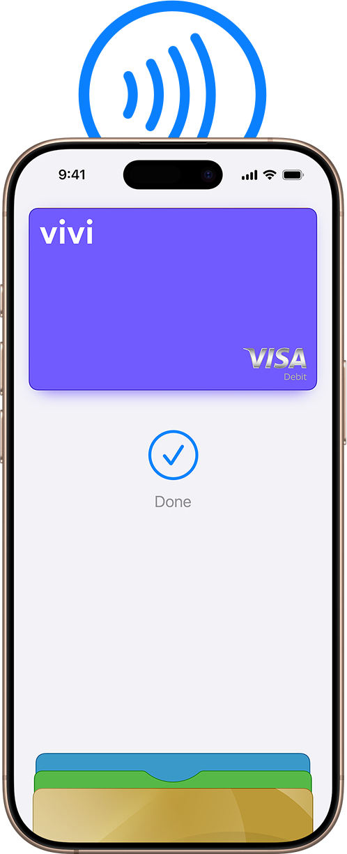 Vivi card ready to use with Apple Pay on iPhone