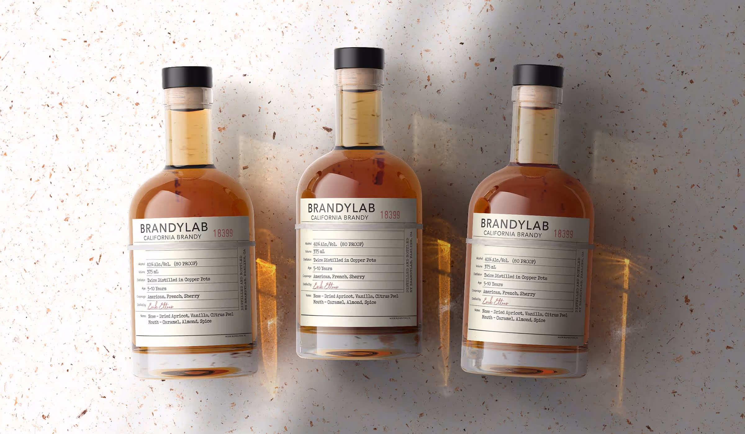 Premium spirits bottle shot with detailed label rendering by Outshinery