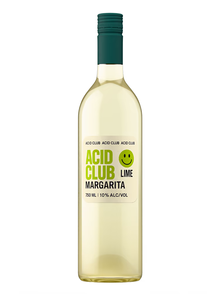 Bottle of Acid Club Lime Margarita with 10% alcohol by volume.