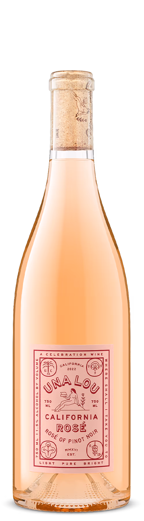 perfect 3D visualization of a California rosé bottle by Outshinery