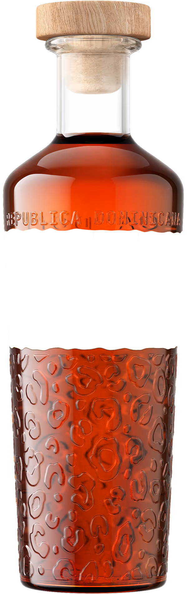 Finished photorealistic render of the Candela Mamajuana rum bottle, the final stage of the 3D production process