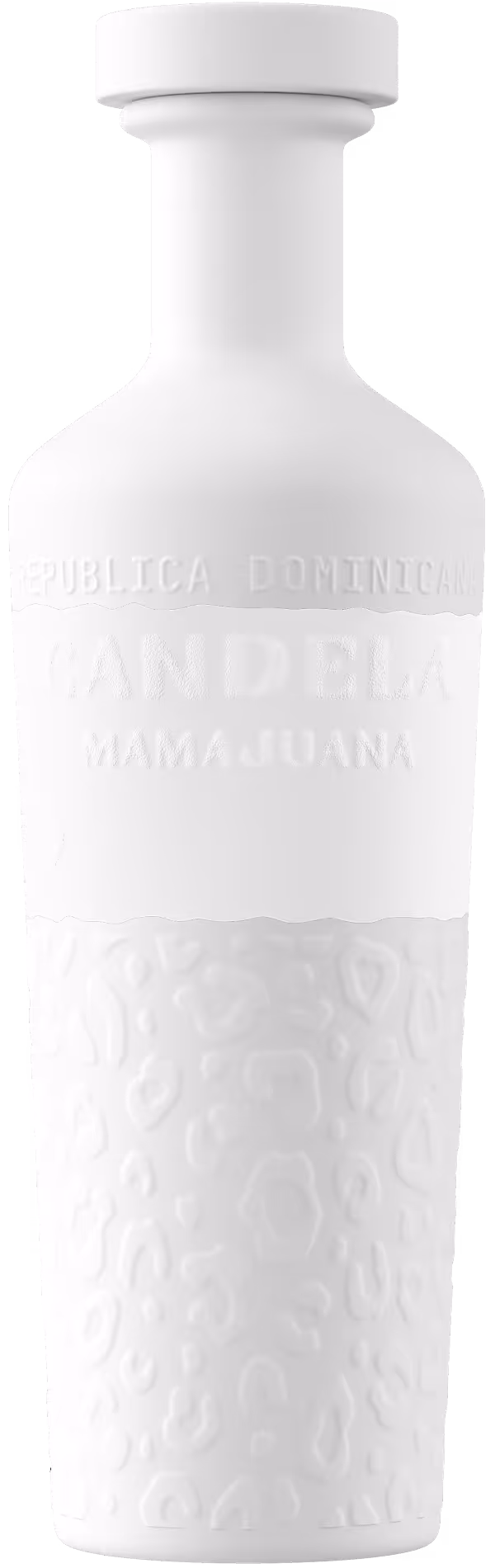 Untextured white clay render of the Candela Mamajuana bottle, an intermediate stage of the 3D production process