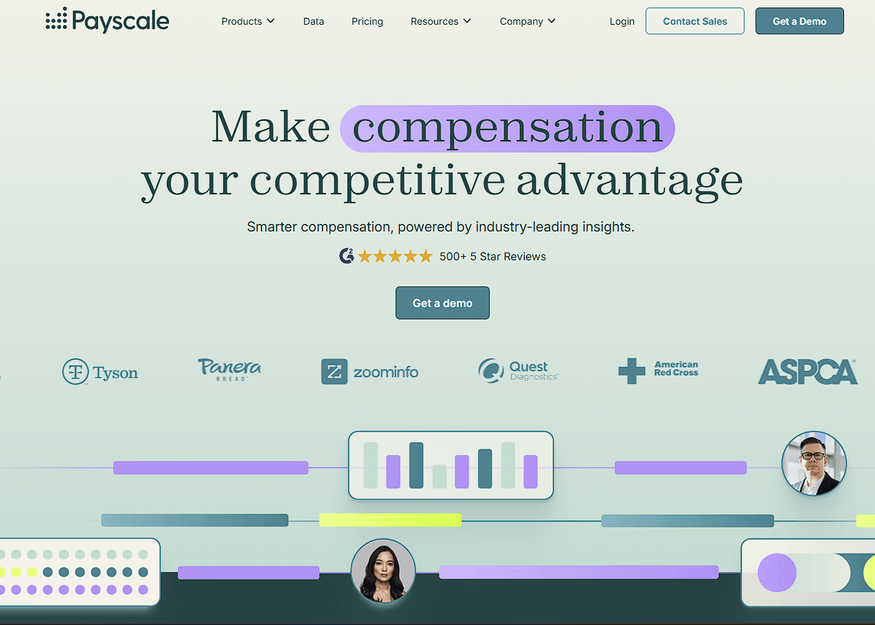 Screenshot of Payscale’s website home page.