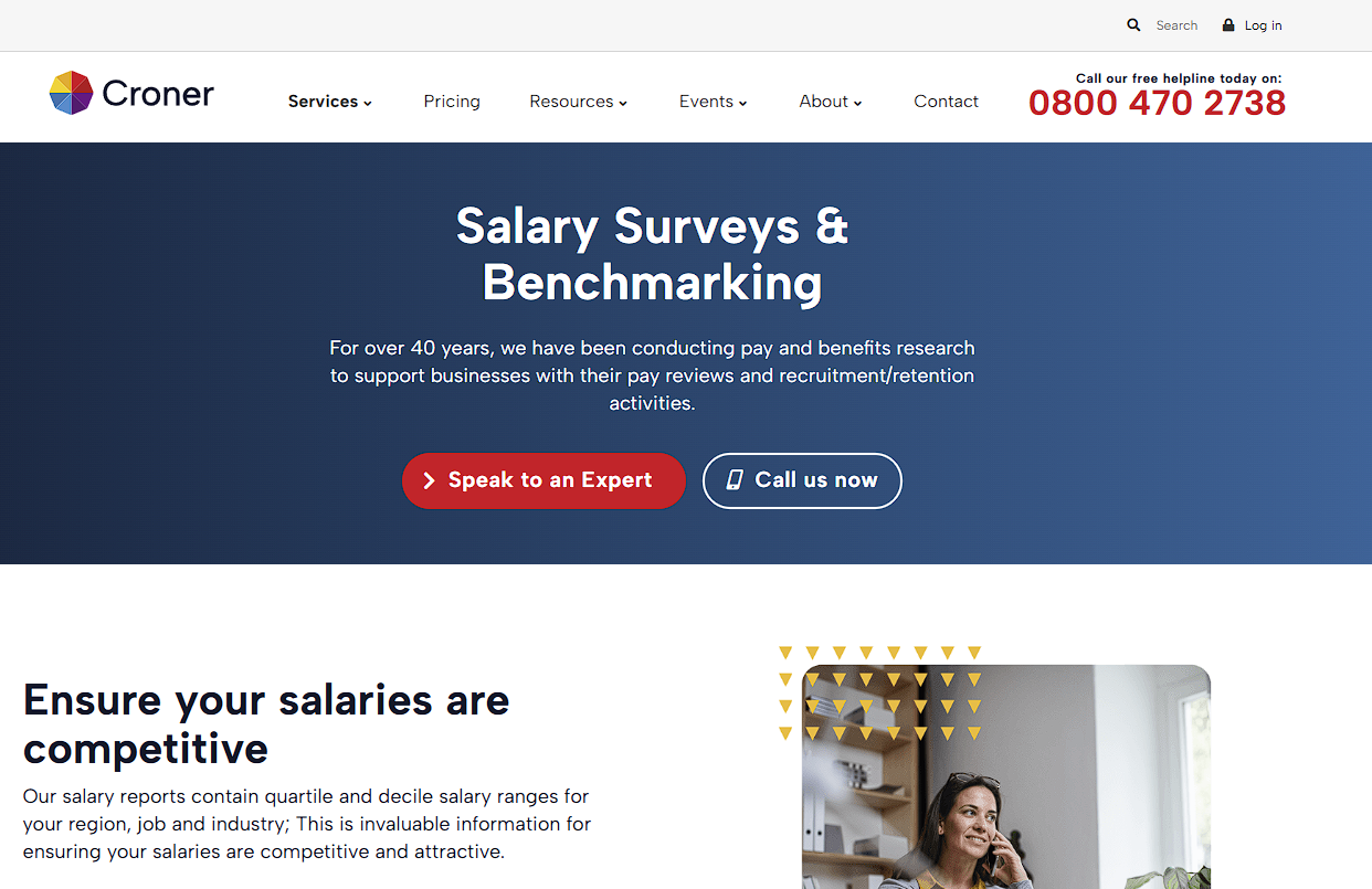 Screenshot of Payscale’s website home page.