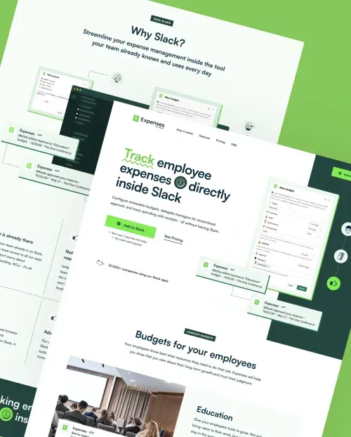 Projekt strony Expenses, aplikacji do śledzenia finansów w Slack.