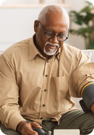 A man taking his blood pressure