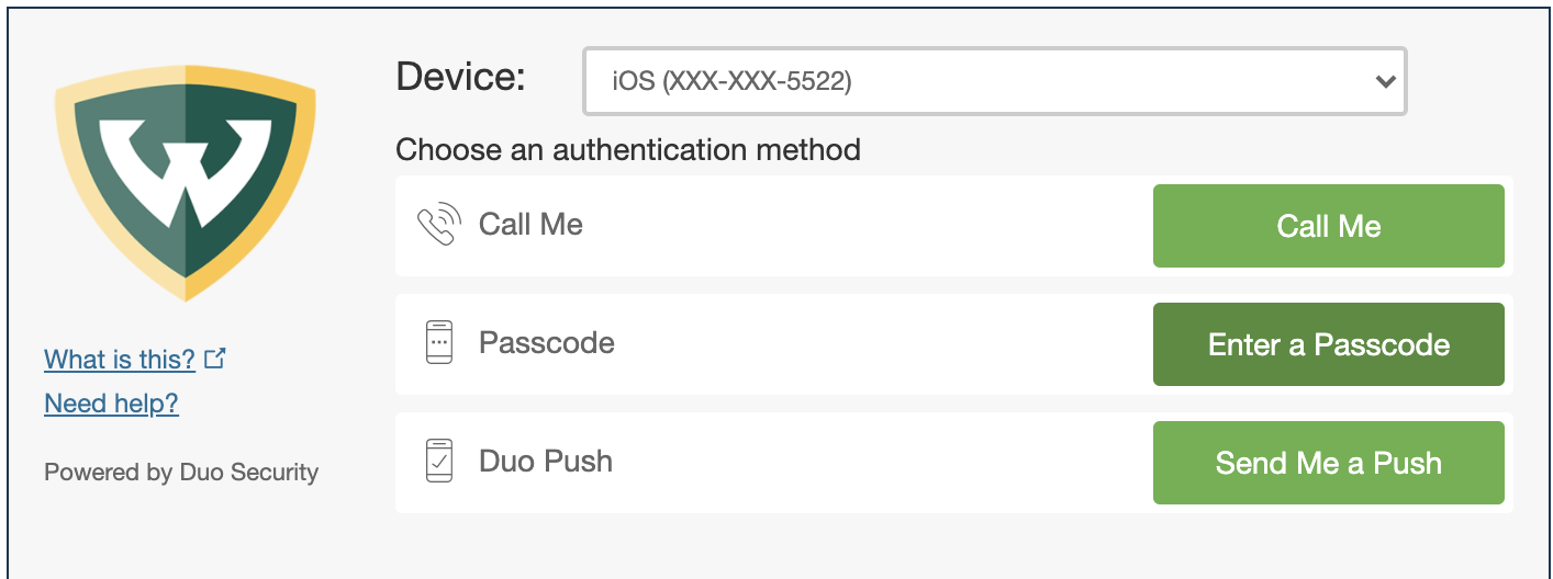 Wayne State University Duo Mobile App Reset Screen