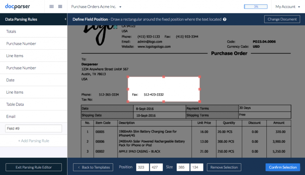 Docparser Data Entry Automation Software