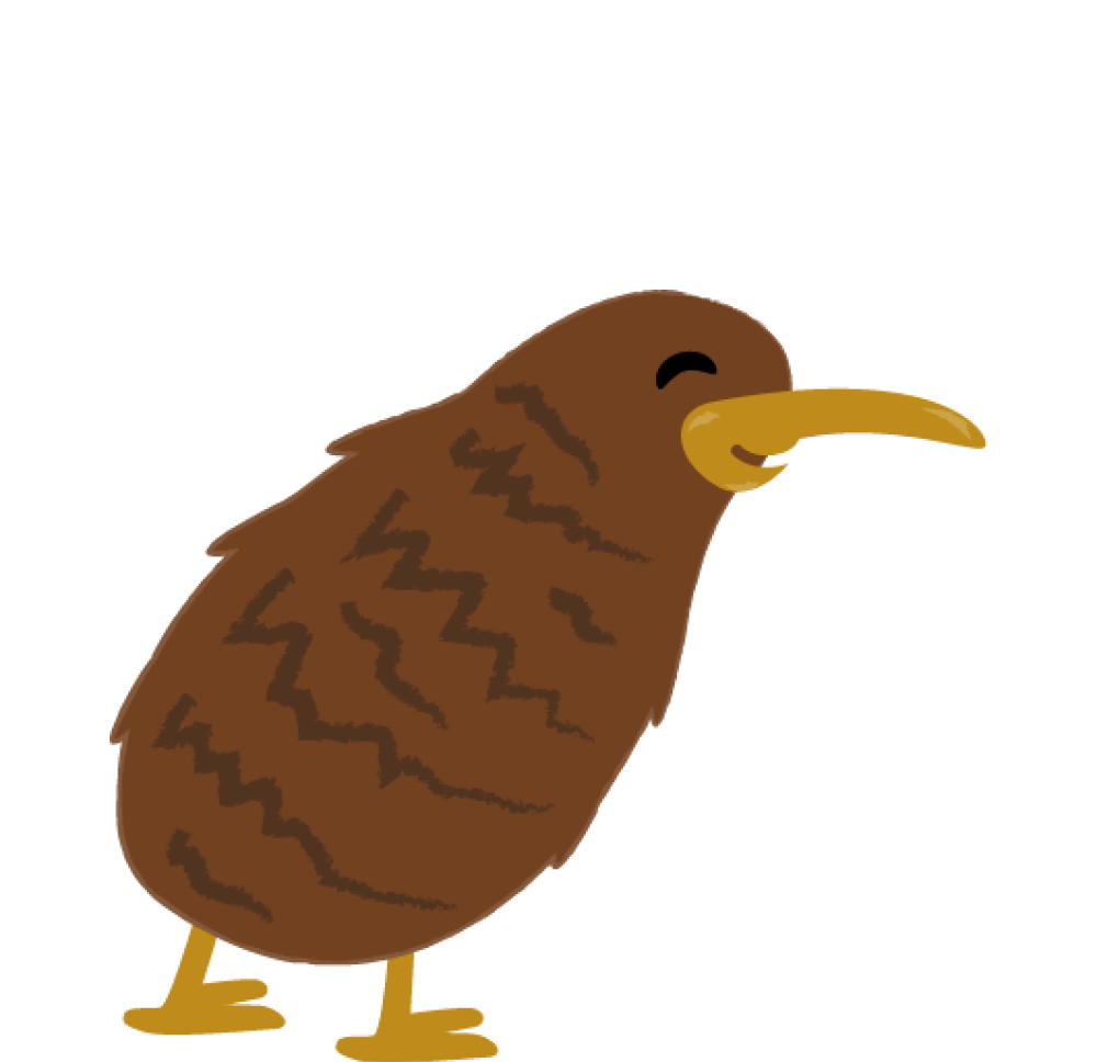 Southern Brown Kiwi foraging in the dirt