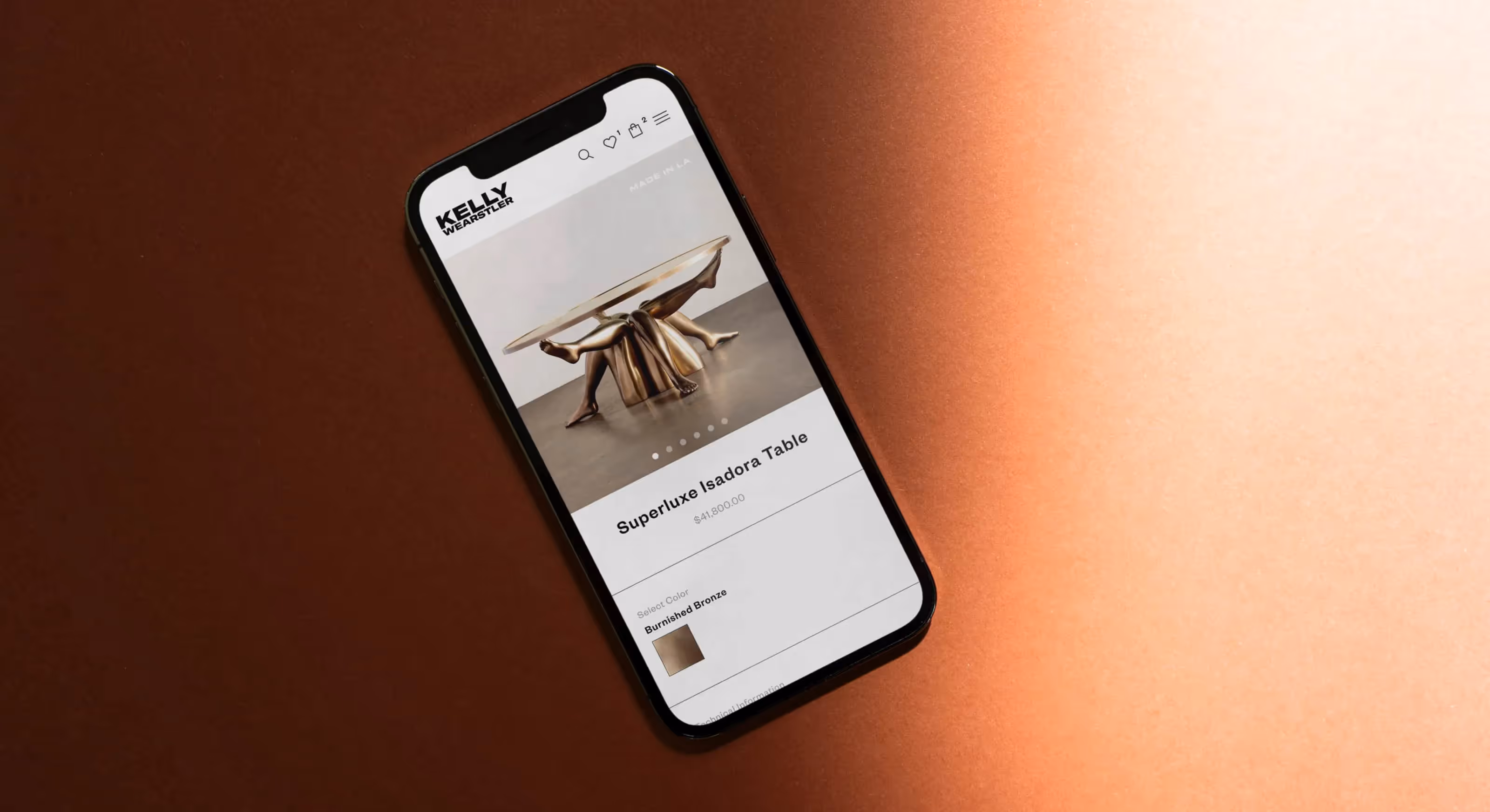 Mobile product detail page for Kelly Wearstler