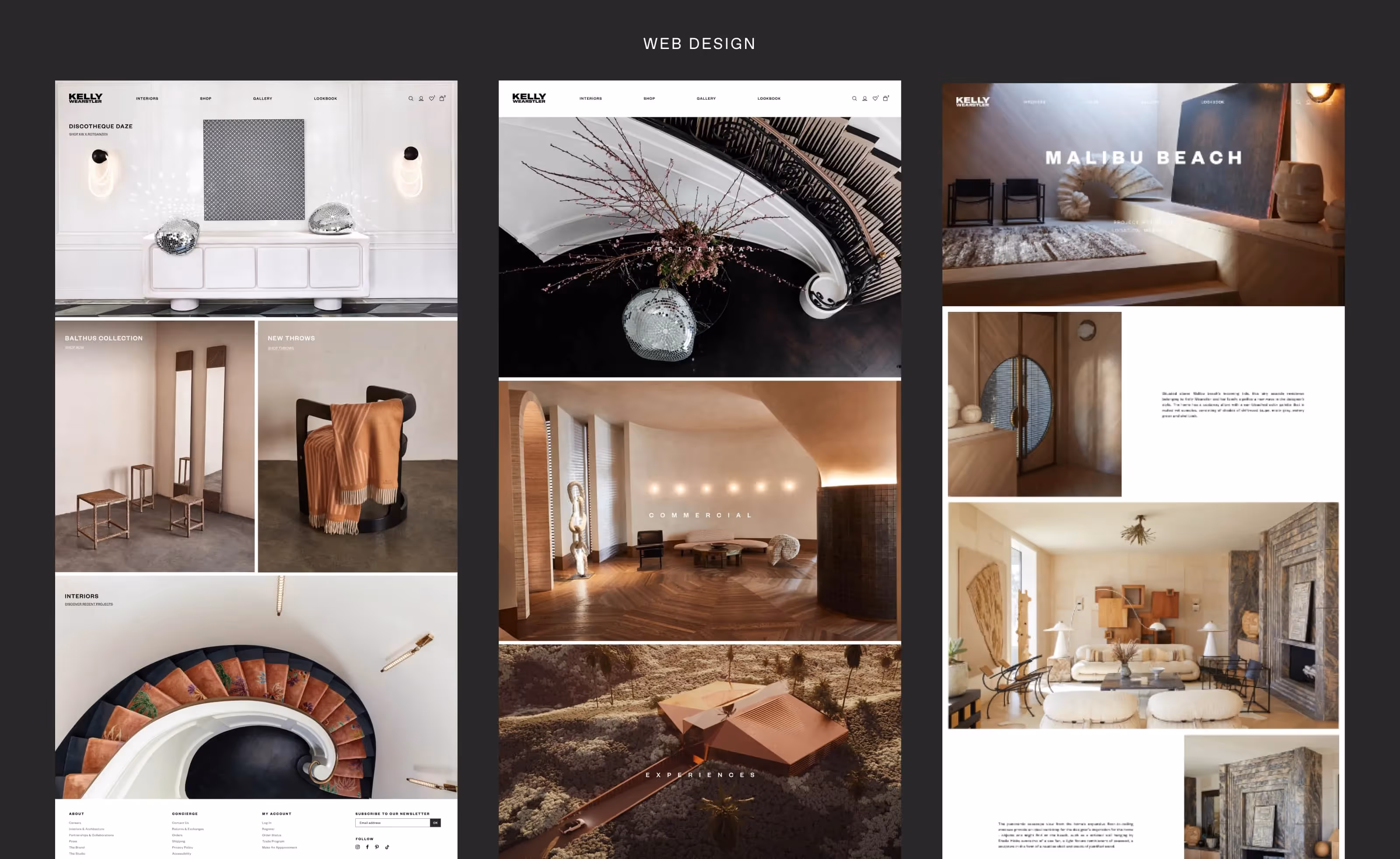 Web site design for Kelly Wearstler