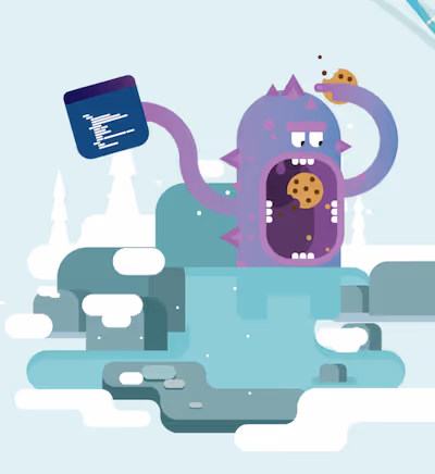 Graphic of monster eating cookies