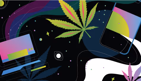 Illustration about Cannabis ads and marketing campaigns