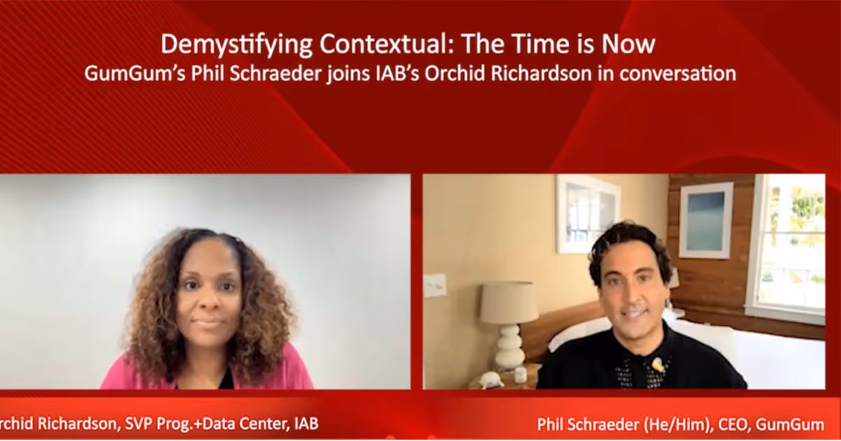 Image showing GumGum CEO, Phil Schraeder, speaking at the "IAB Demystifying Contextual" webinar
