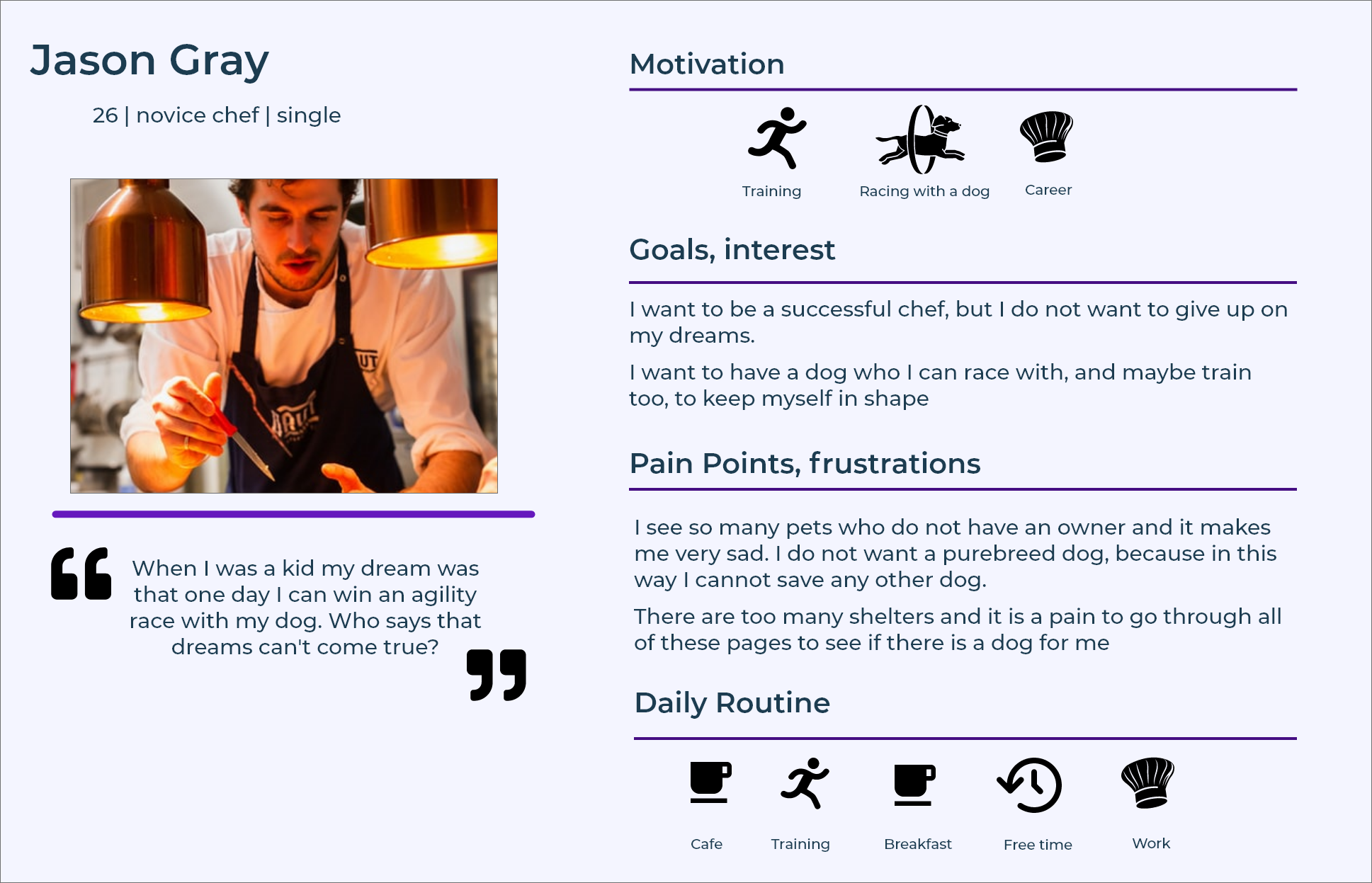 Jason - a chef persona - childhood dreams