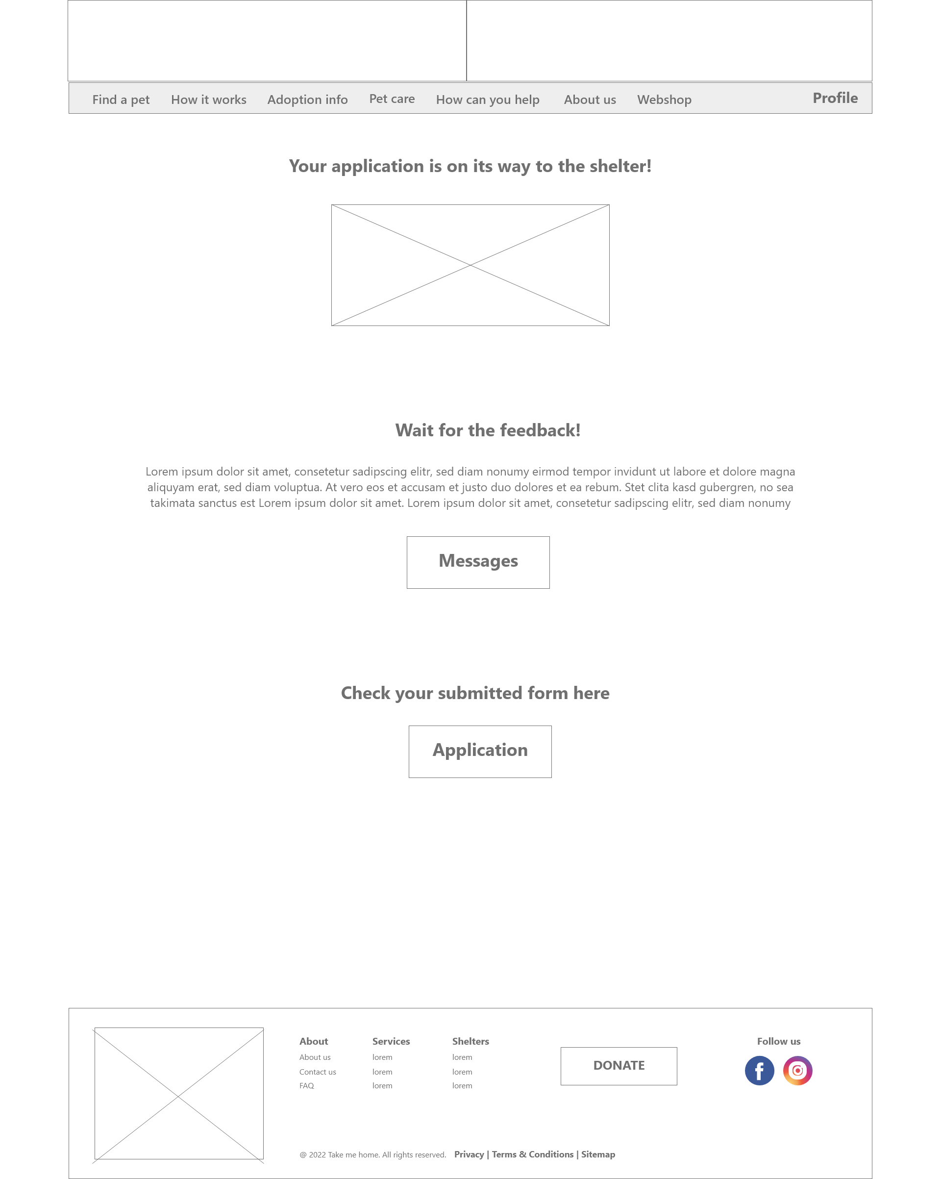 application success low-fi wireframe