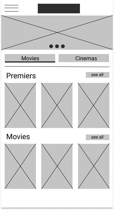 home page low-fi wireframe