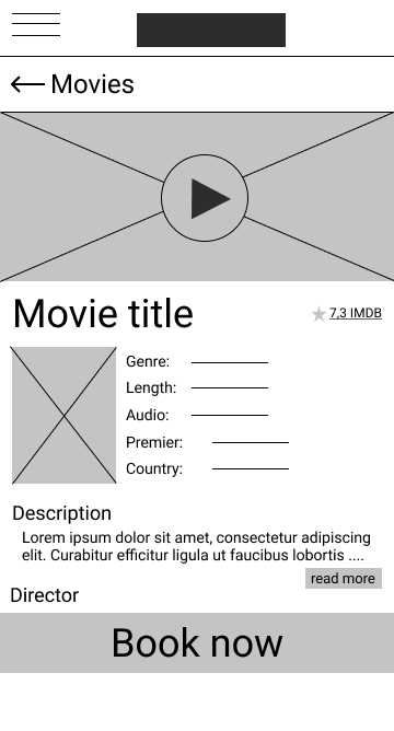 Movie page low-fi wireframe