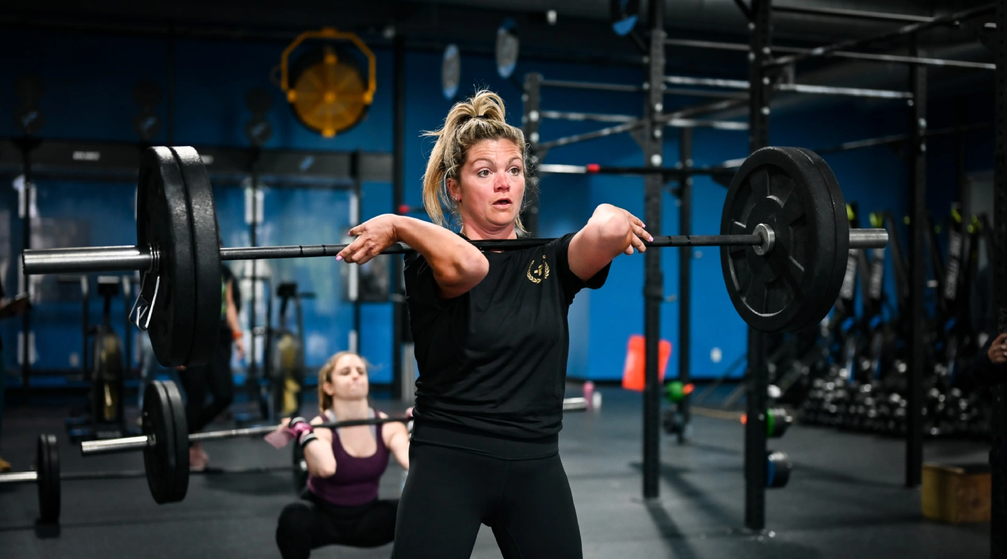 Barbell in gym