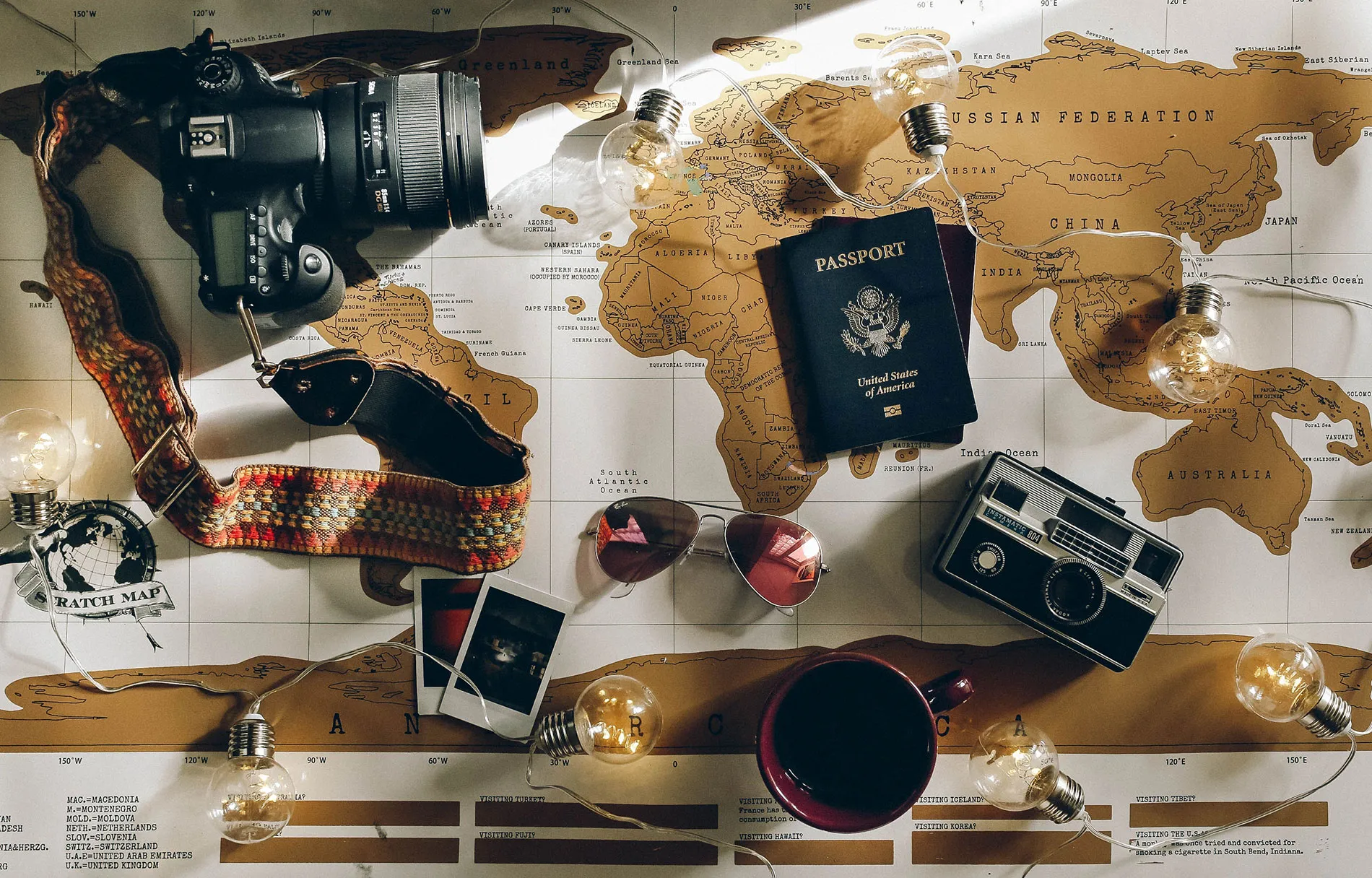 A passport and travel documents laid out before departure