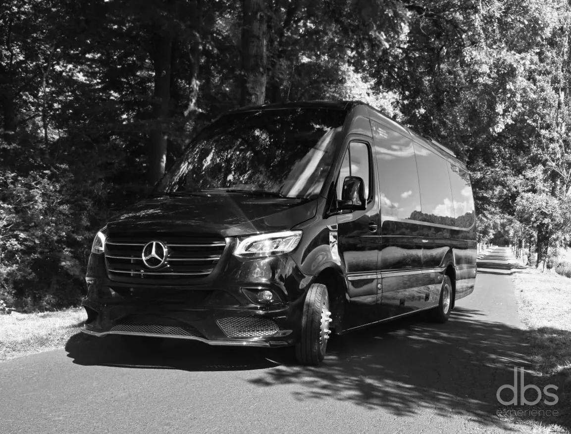 Interior of a DBS EXPERIENCE luxury Mercedes Sprinter mini-coach, Paris