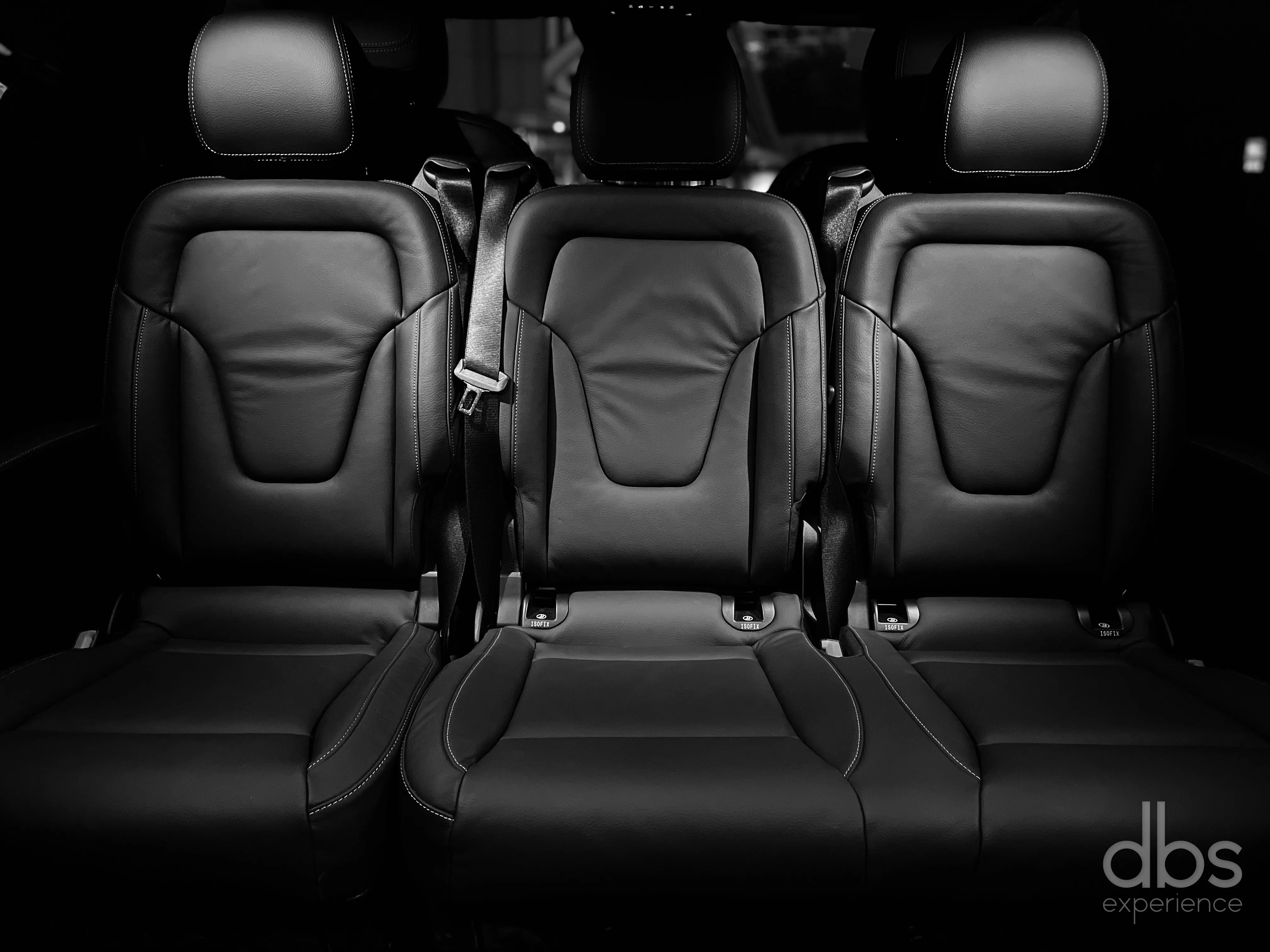 Rear seats of a chauffeur-driven Mercedes V-Class in Paris, DBS EXPERIENCE