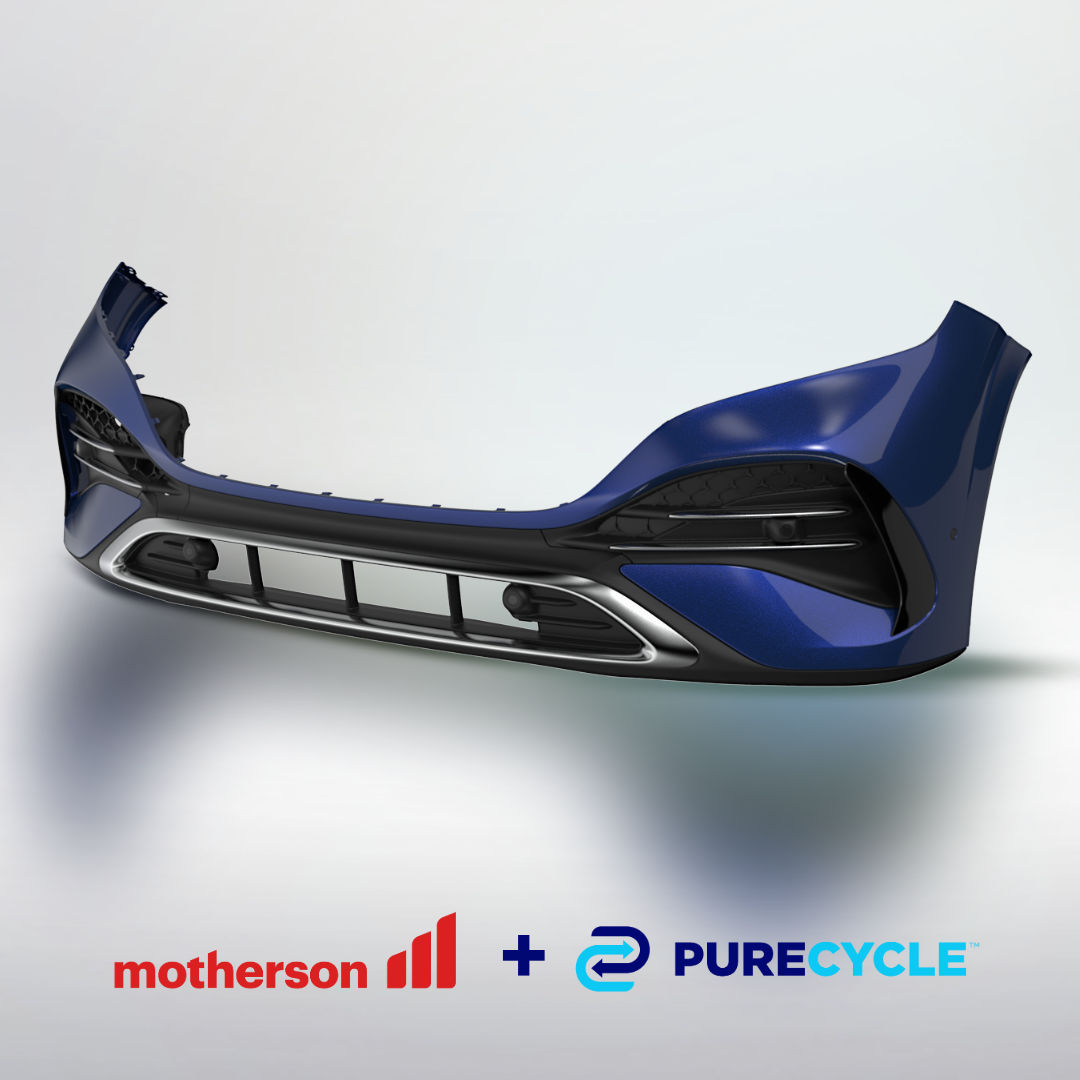 Motherson & PureCycle Produced Class-A Surface Automotive Bumper Prototype with 30% Recycled Polypropylene