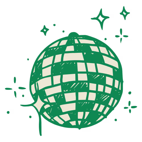Grüner Sketch einer Disco Kugel