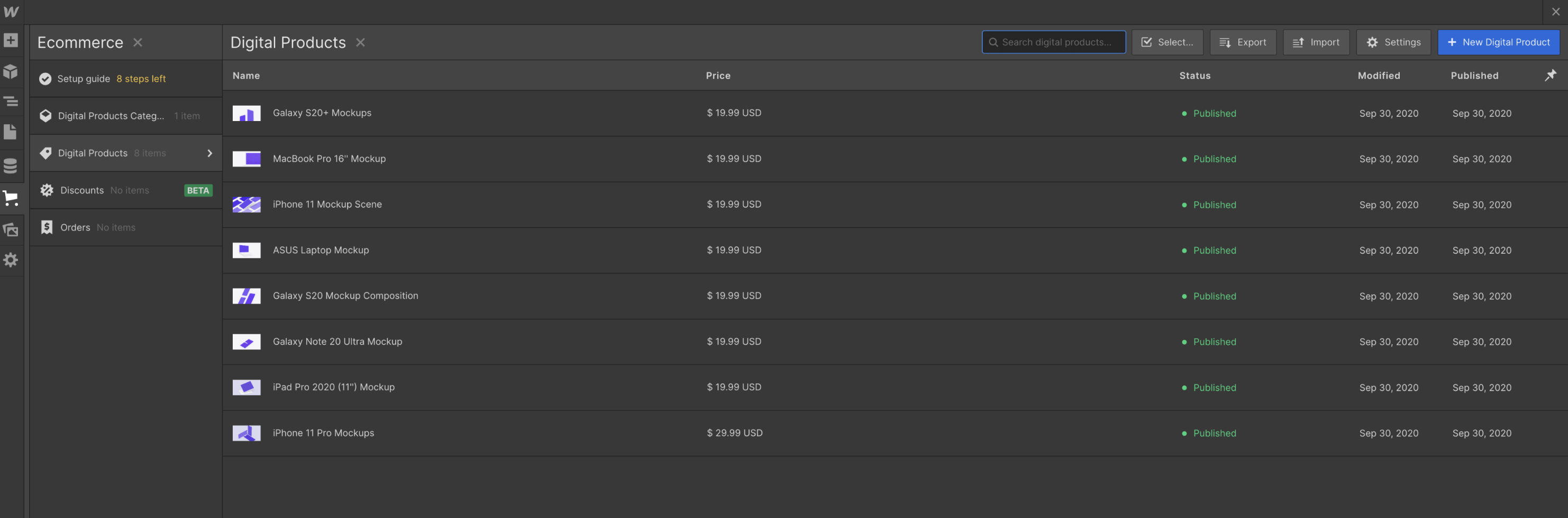 eCommerce Collection - Designer Webflow Template