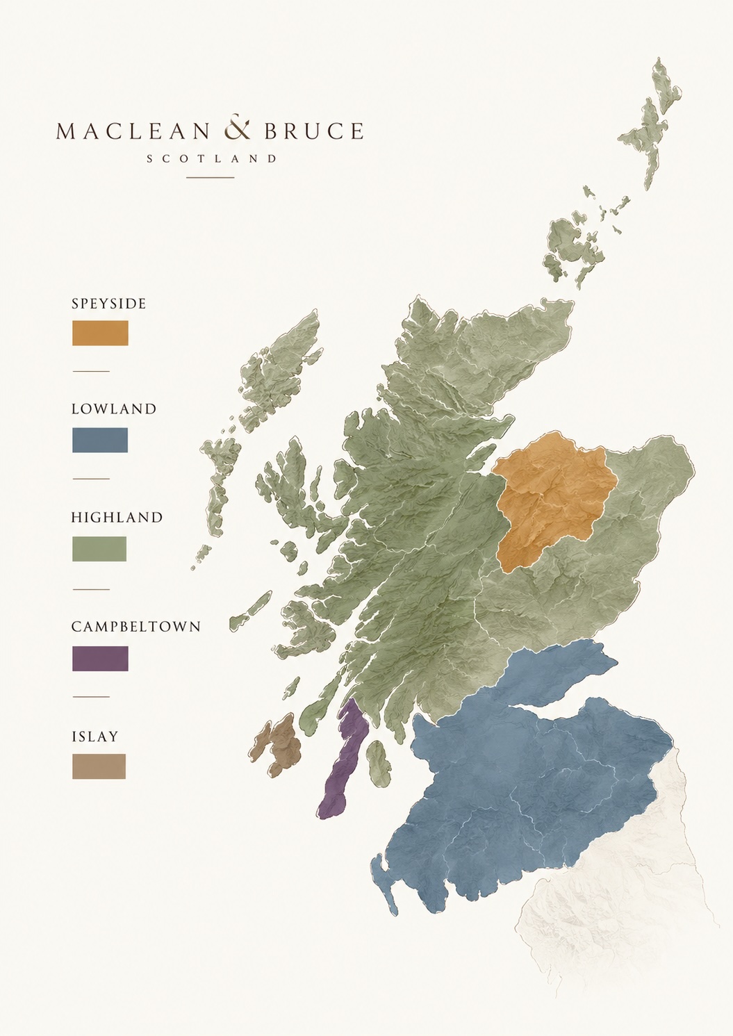 Map of Scotland’s whisky regions including Islay