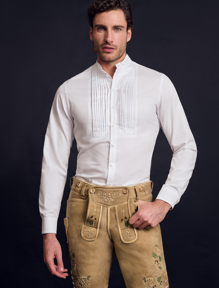 Hemd Nicolas N° 2004-2 <br> Ziegen Lederhose Tommi N° LH013-147
