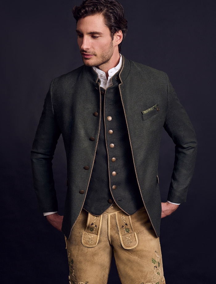 Janker Jakob N° 22300-102 <br> Gilet Nick N° 1598-102 <br> Baumwollhemd Leo N°2002-2